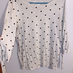 Grey long sleeve with black polka dots